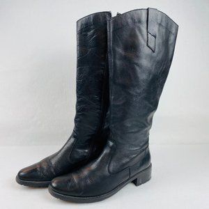 Black Leather Knee-High Boots